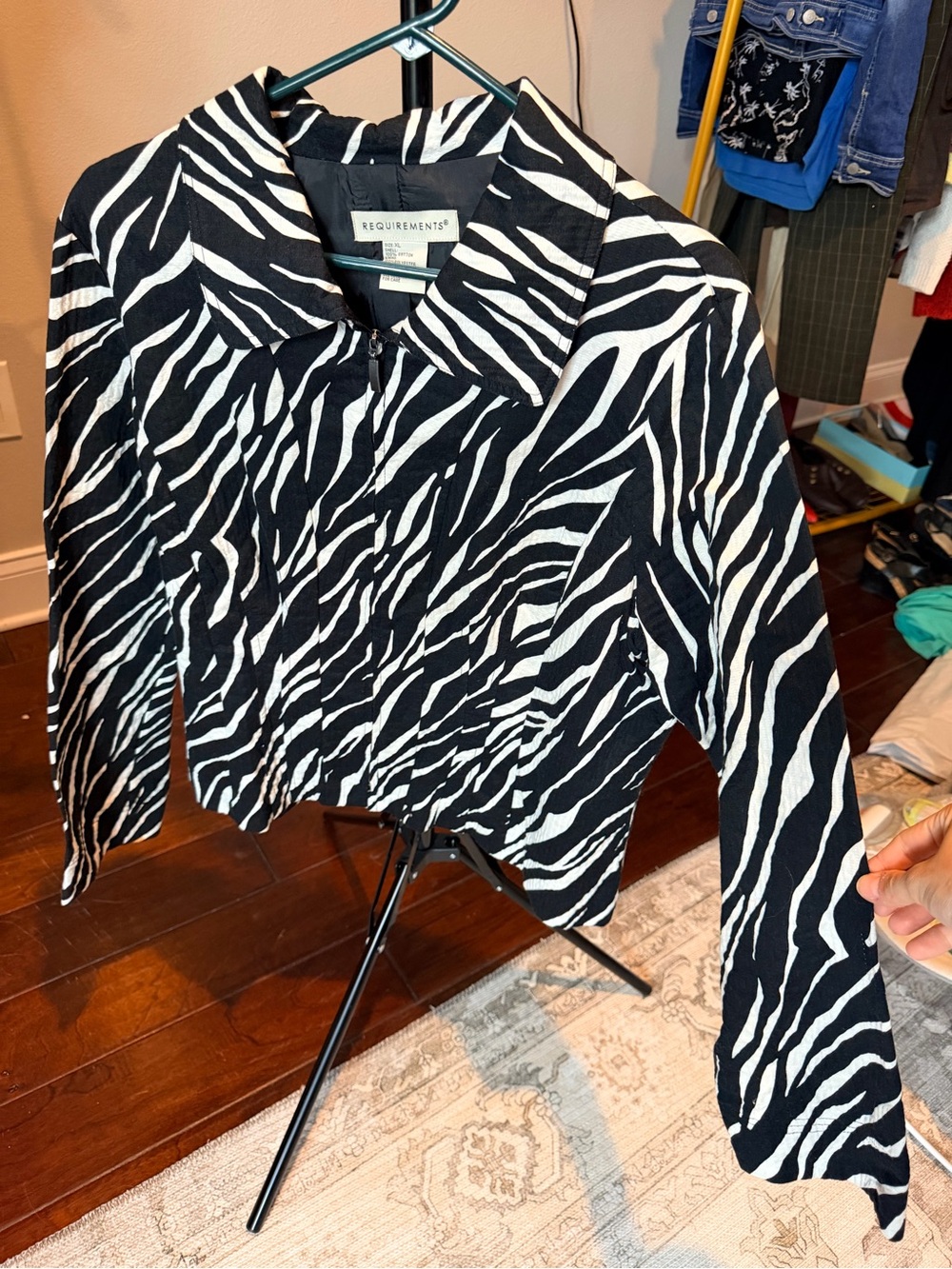 Requirements Black & White Zebra-Print Bomber Jacket